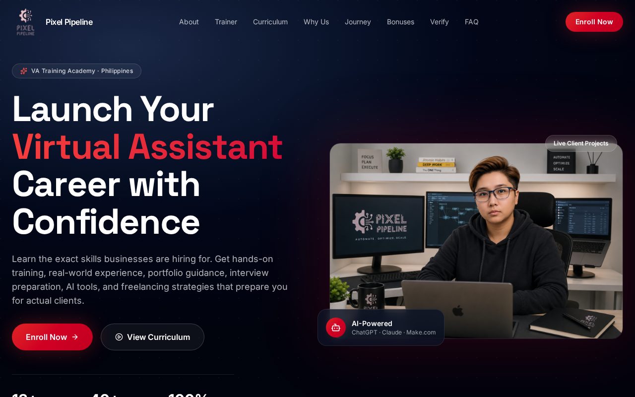 Pixel Pipeline Academy website preview